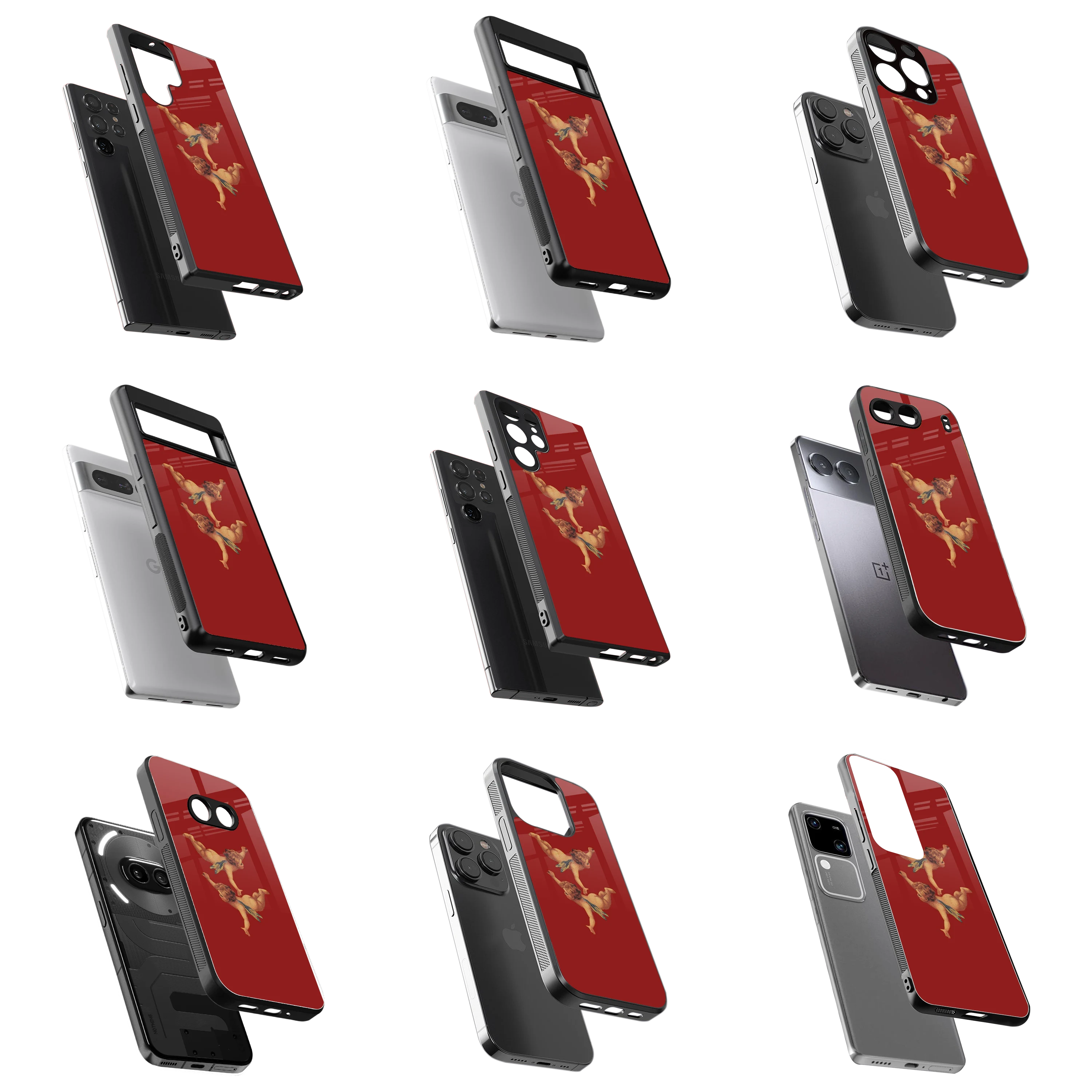 Durable Glass Back Mobile Case for iPhone, Samsung, OnePlus, Google Pixel, Redmi, Vivo, Oppo
