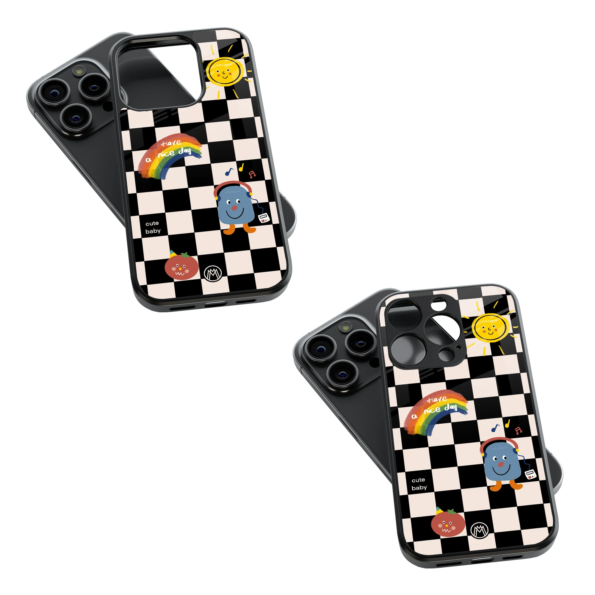 Trendy Glass Back Mobile Case for iPhone, Samsung, Redmi, OnePlus, Google Pixel, Motorola