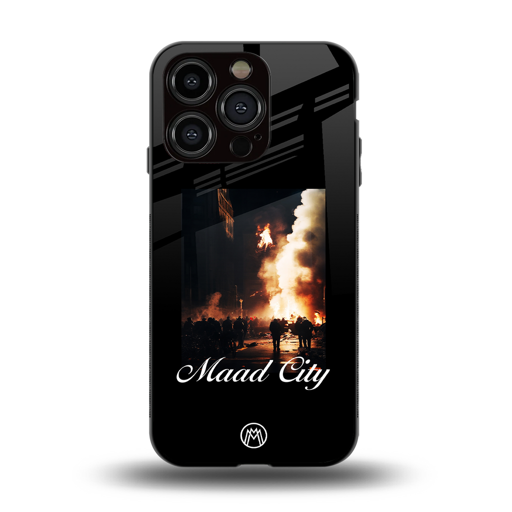 maad city back phone cover | glass case for iphone 13 pro