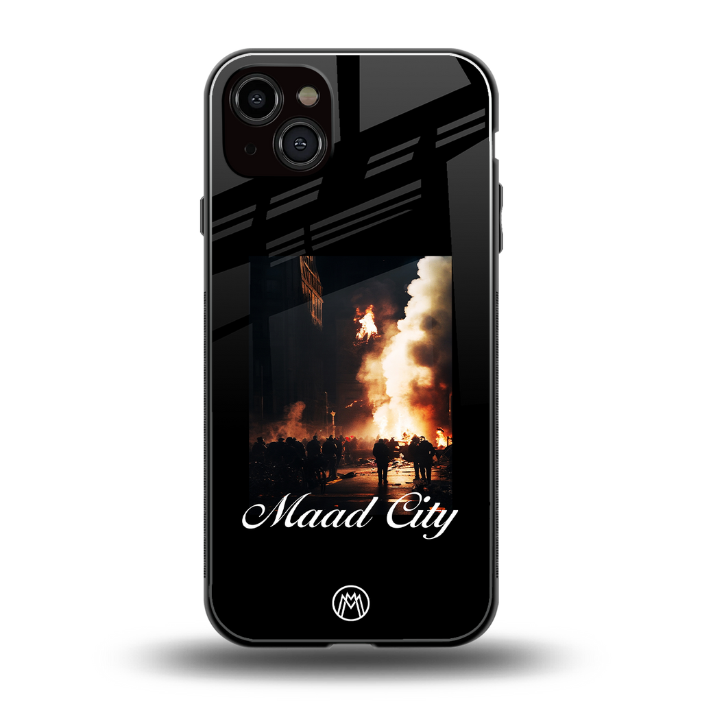 maad city back phone cover | glass case for iphone 14 plus