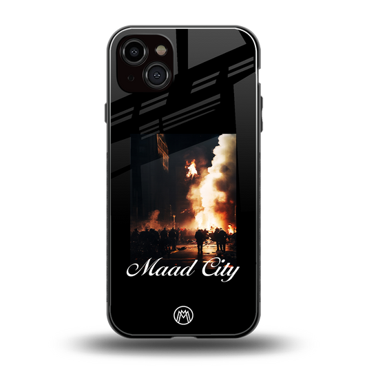 maad city back phone cover | glass case for iphone 14 plus
