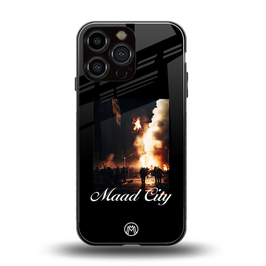 maad city back phone cover | glass case for iphone 14 pro max