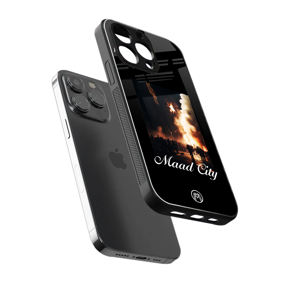 maad city back phone cover | glass case for iphone 15 pro max