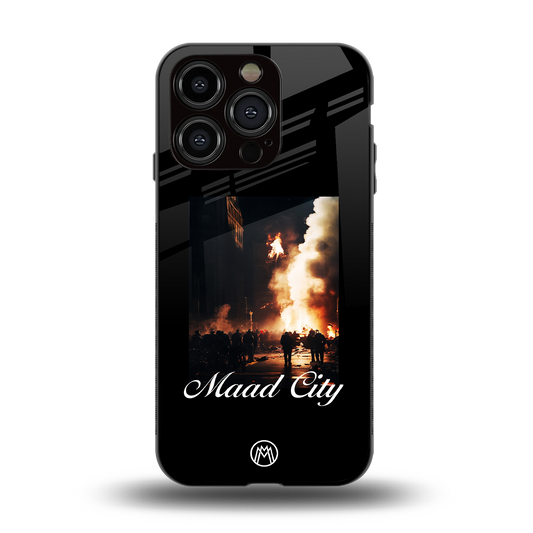 maad city back phone cover | glass case for iphone 15 pro