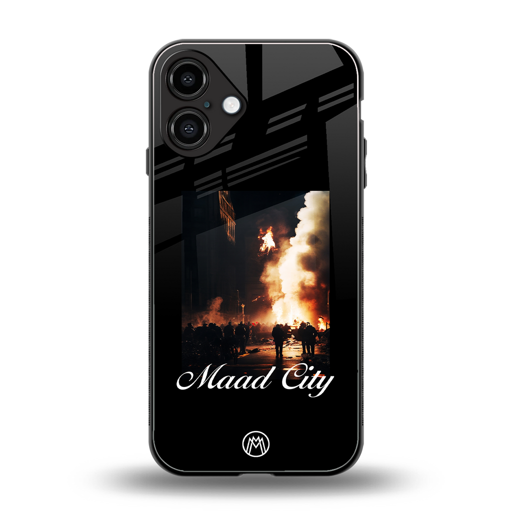 maad city back phone cover | glass case for iphone 16 plus