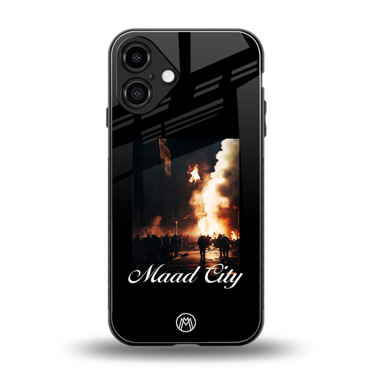 maad city back phone cover | glass case for iphone 16 plus