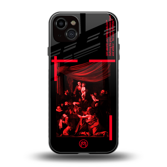 madonna of the rosary back phone cover | glass case for iphone 15 plus