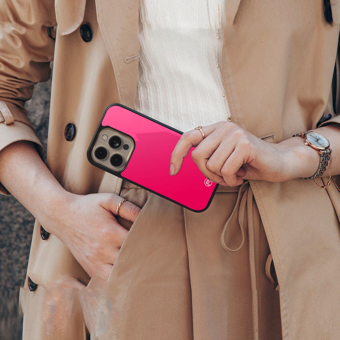 magenta paradise back phone cover | glass case for iphone 15 pro