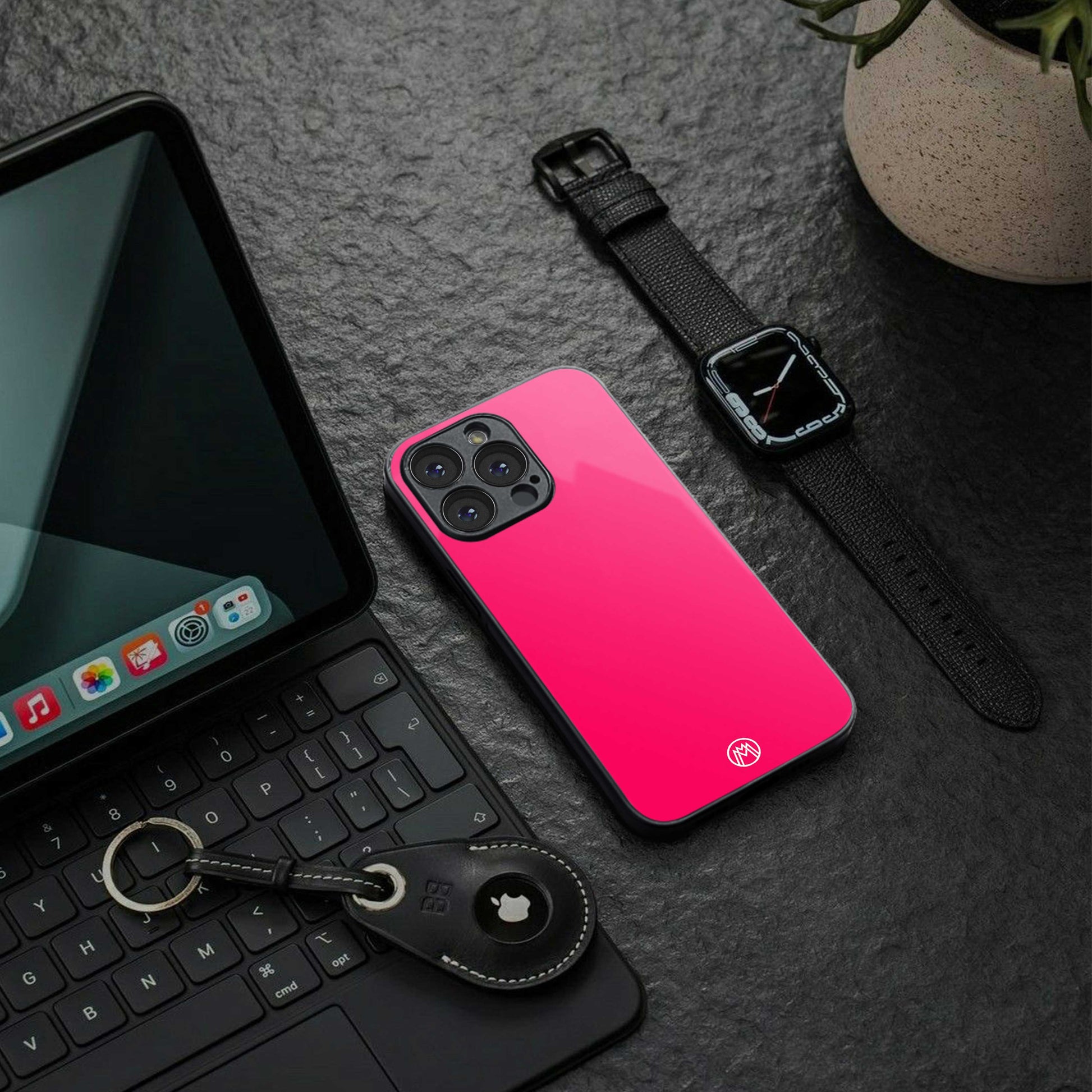 magenta paradise back phone cover | glass case for iphone 13 pro max