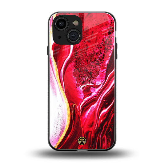 magical pink liquid marble back phone cover | glass case for iphone 13 mini