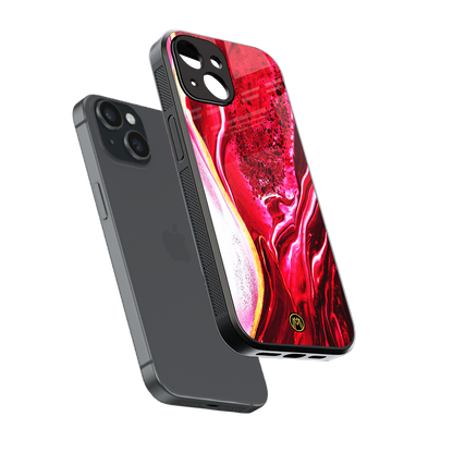 magical pink liquid marble back phone cover | glass case for iphone 13 mini