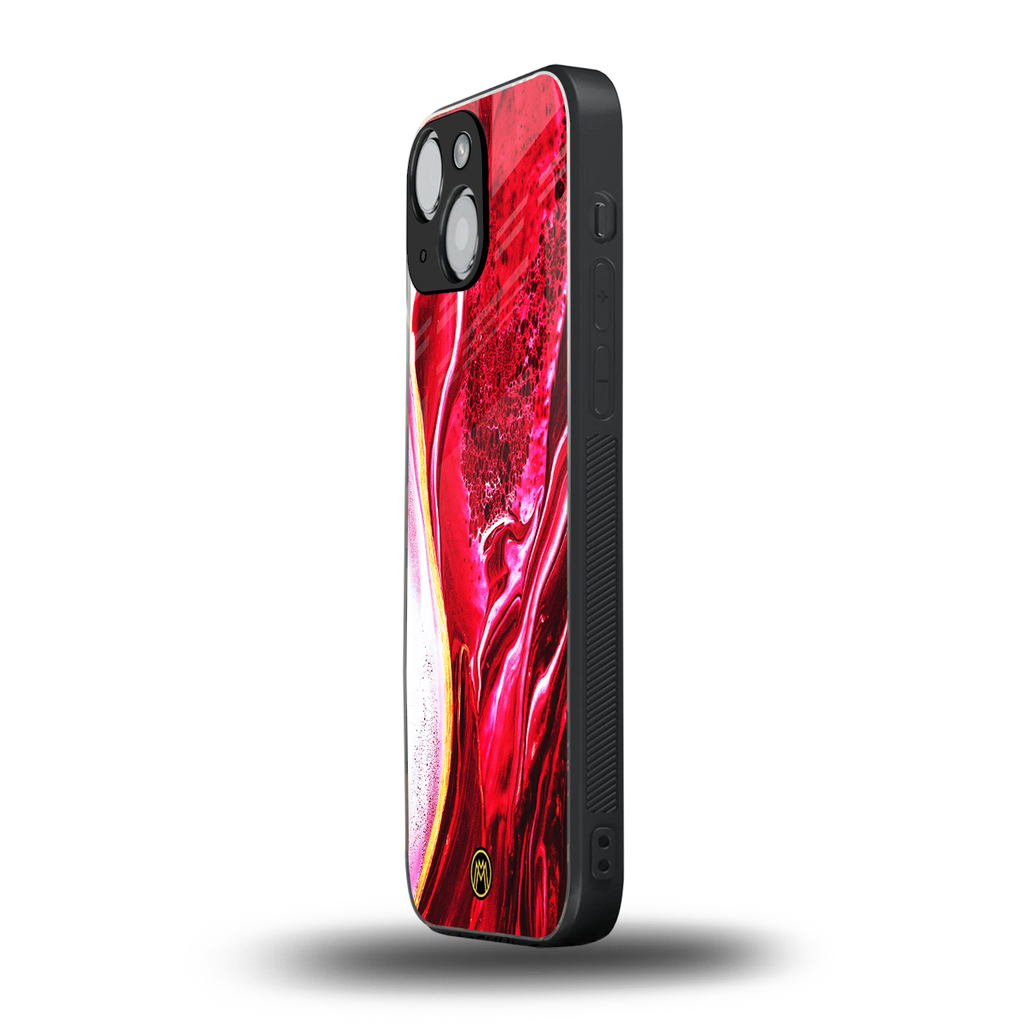 magical pink liquid marble back phone cover | glass case for iphone 13 mini