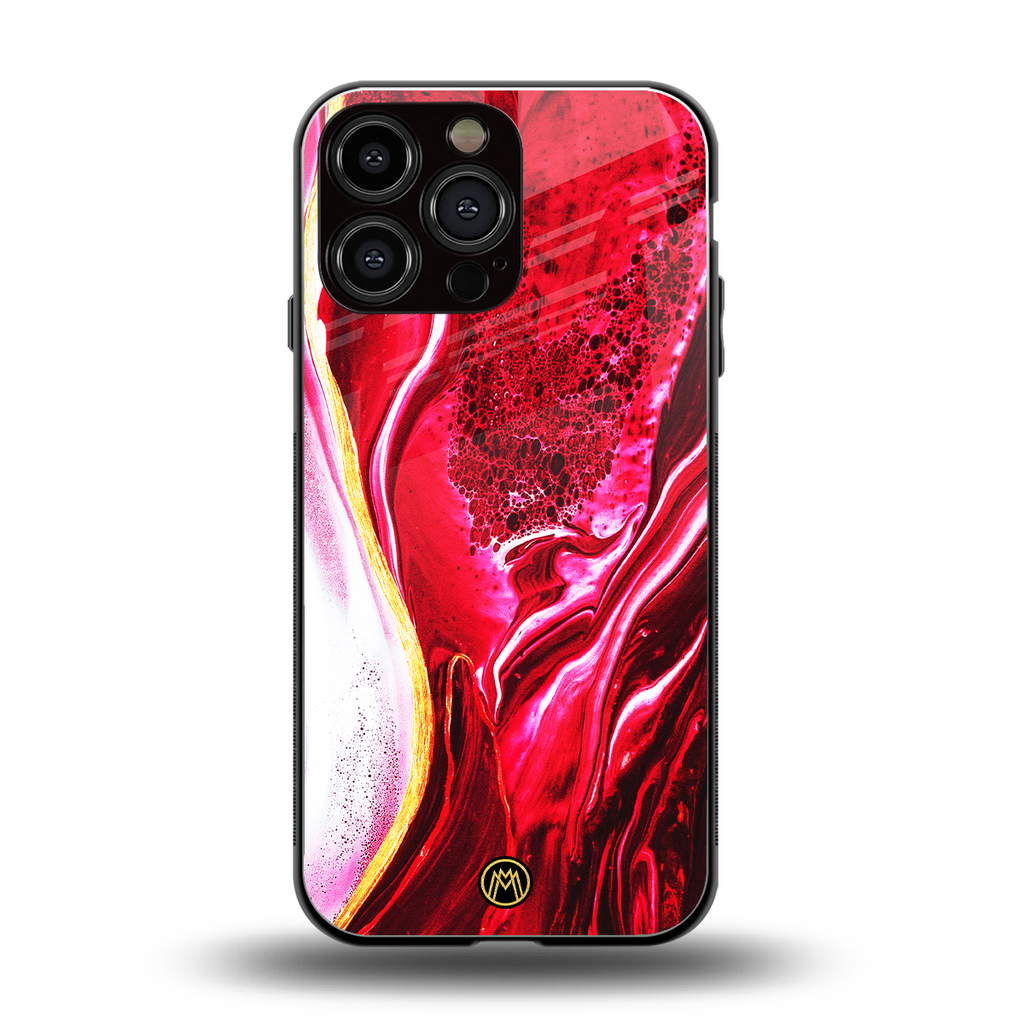 magical pink liquid marble back phone cover | glass case for iphone 13 pro max