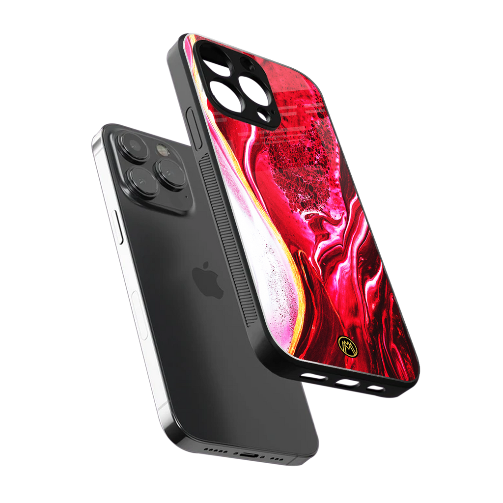 magical pink liquid marble back phone cover | glass case for iphone 13 pro max