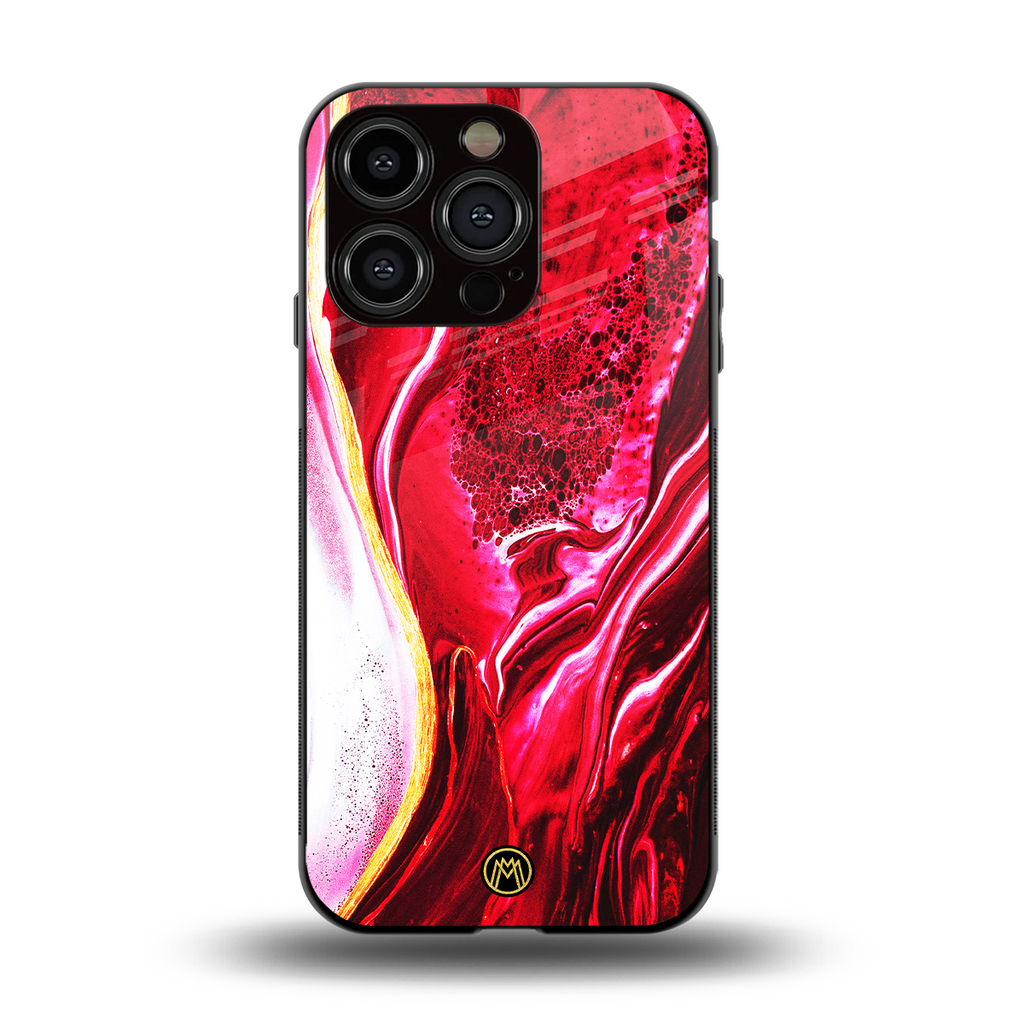 magical pink liquid marble back phone cover | glass case for iphone 13 pro