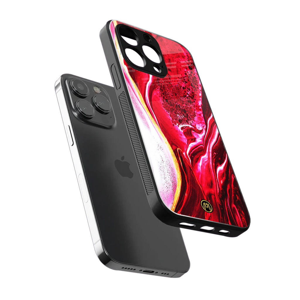 magical pink liquid marble back phone cover | glass case for iphone 13 pro