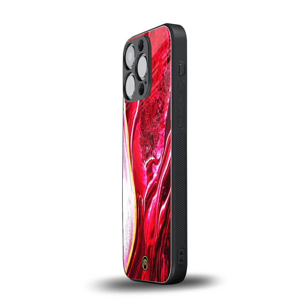 magical pink liquid marble back phone cover | glass case for iphone 13 pro