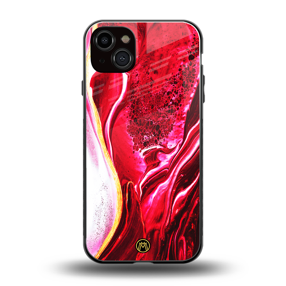 magical pink liquid marble back phone cover | glass case for iphone 15 plus