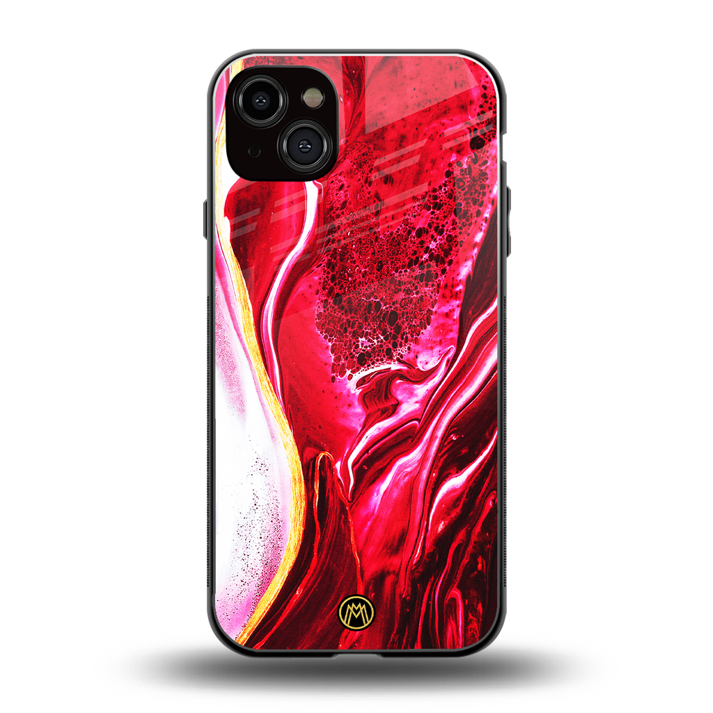 magical pink liquid marble back phone cover | glass case for iphone 14 plus