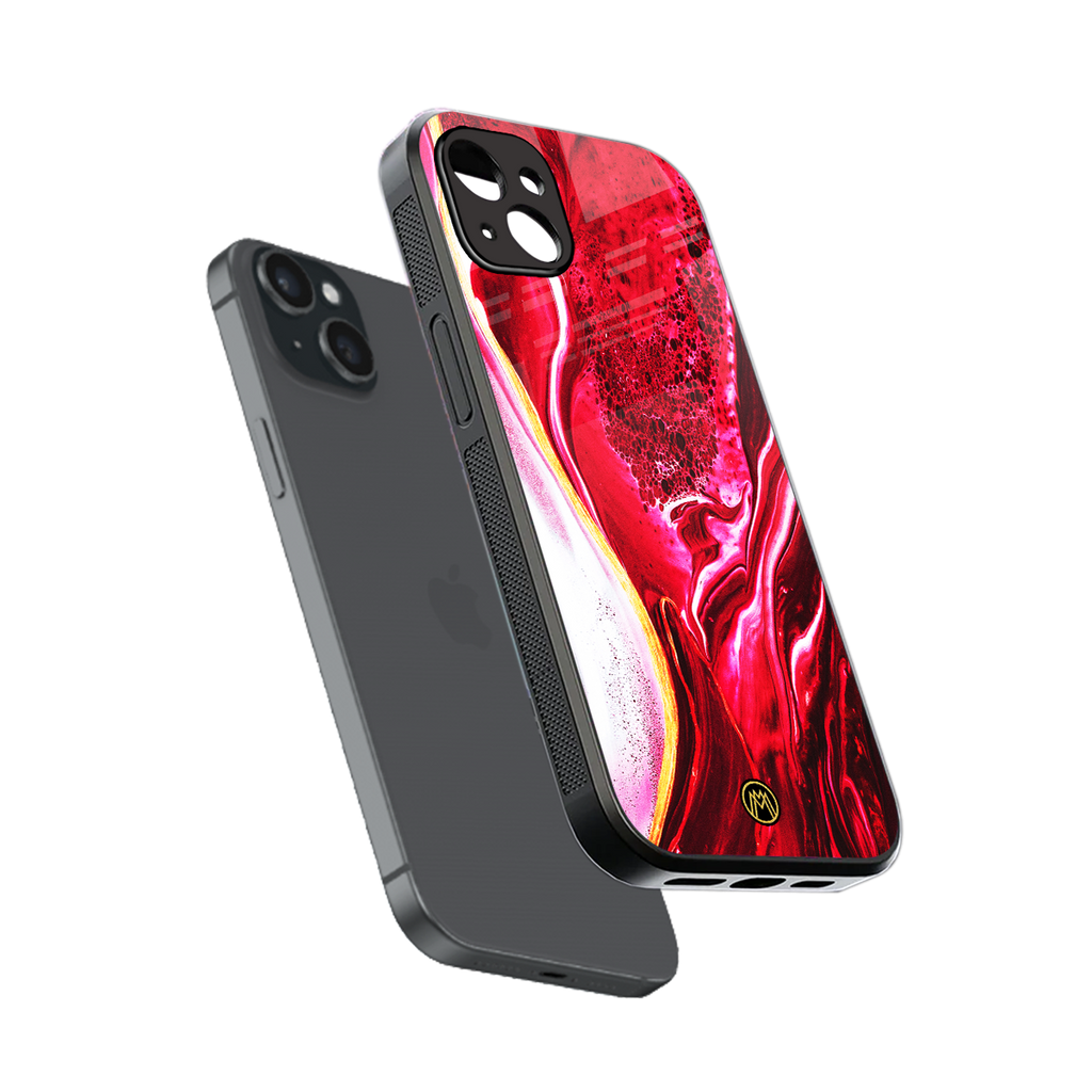 magical pink liquid marble back phone cover | glass case for iphone 14 plus