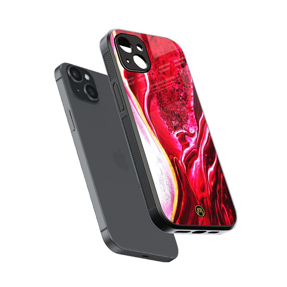 magical pink liquid marble back phone cover | glass case for iphone 14 plus