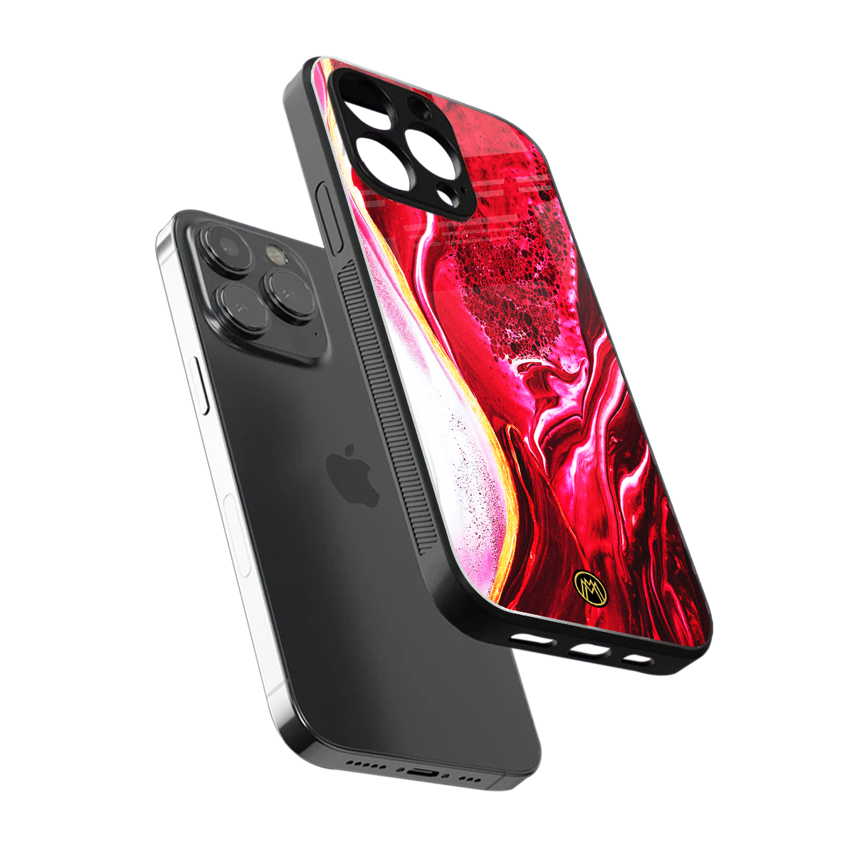 magical pink liquid marble back phone cover | glass case for iphone 15 pro max