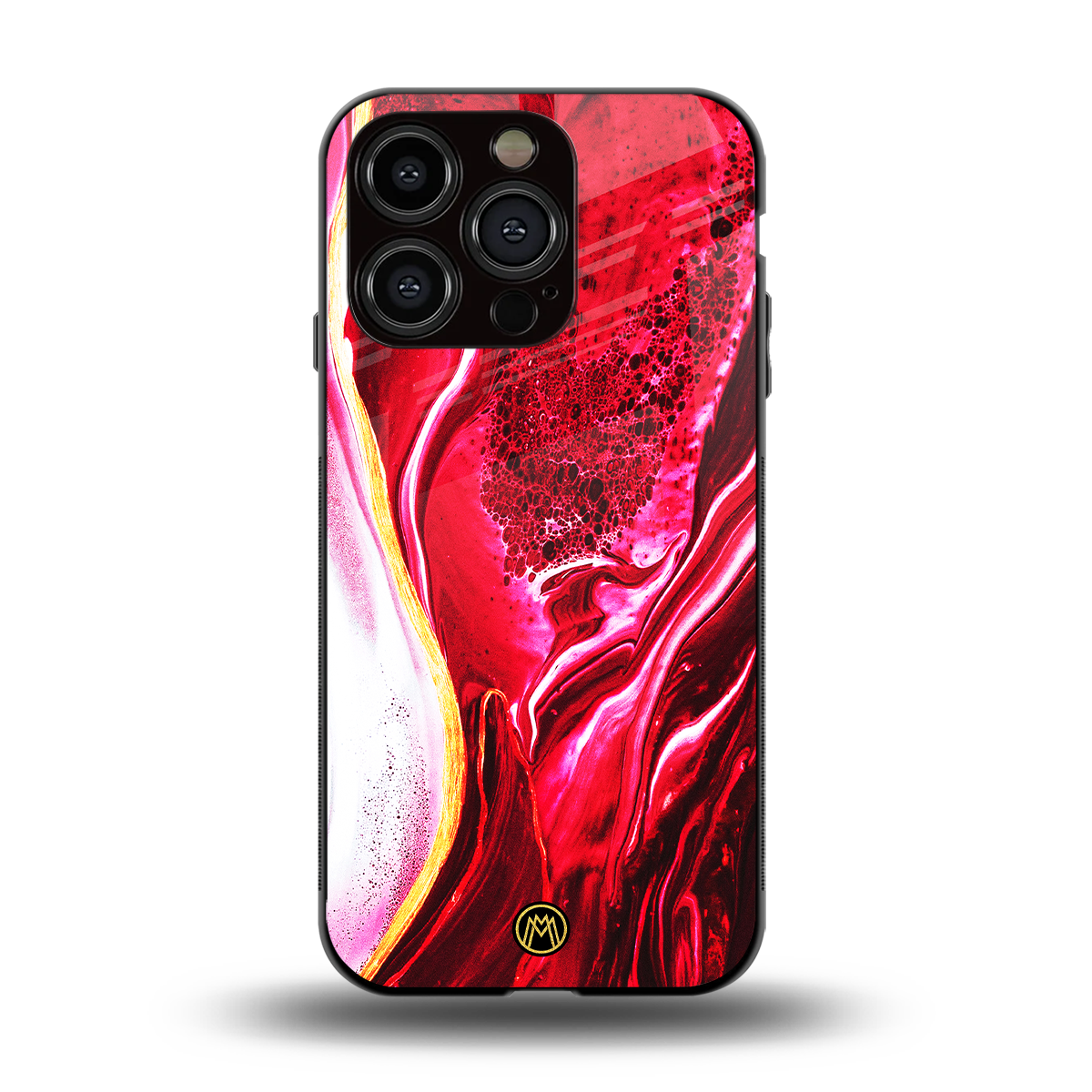 magical pink liquid marble back phone cover | glass case for iphone 15 pro