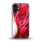 magical pink liquid marble back phone cover | glass case for iphone 16 plus