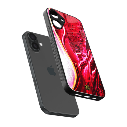magical pink liquid marble back phone cover | glass case for iphone 16 plus