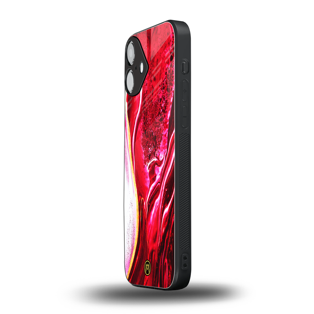 magical pink liquid marble back phone cover | glass case for iphone 16 plus