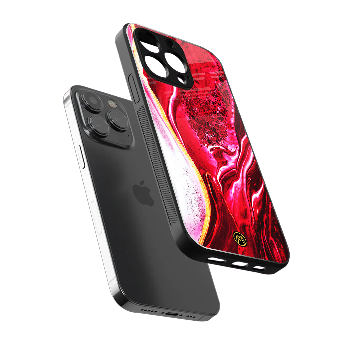 magical pink liquid marble back phone cover | glass case for iphone 16 pro max