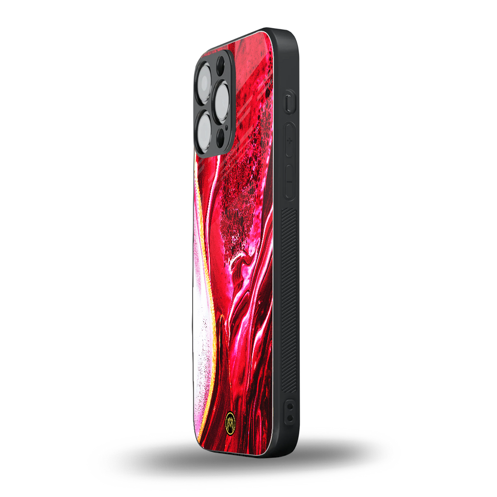 magical pink liquid marble back phone cover | glass case for iphone 16 pro max