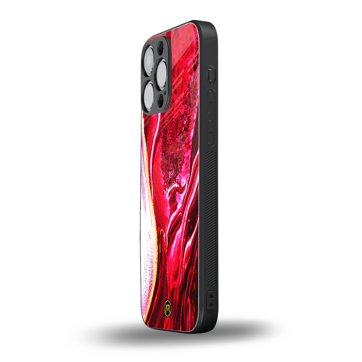 magical pink liquid marble back phone cover | glass case for iphone 16 pro max