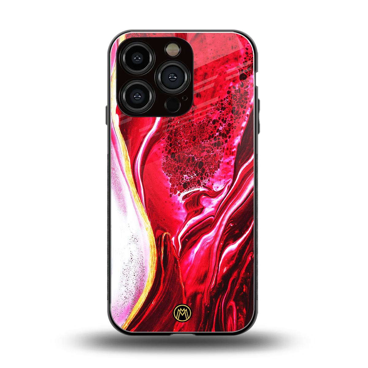 magical pink liquid marble back phone cover | glass case for iphone 16 pro