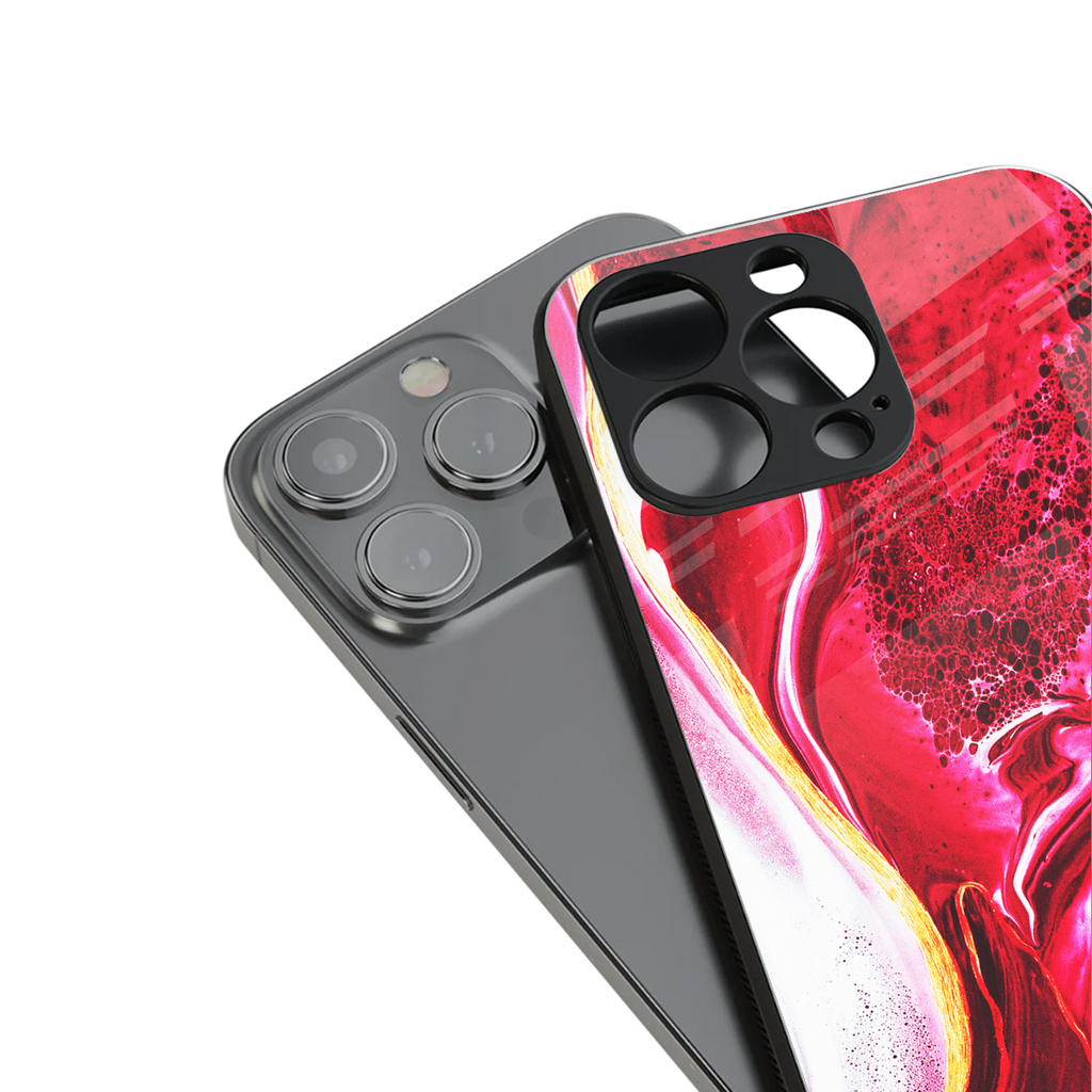 magical pink liquid marble back phone cover | glass case for iphone 15