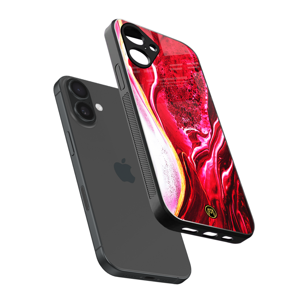 magical pink liquid marble back phone cover | glass case for iphone 16