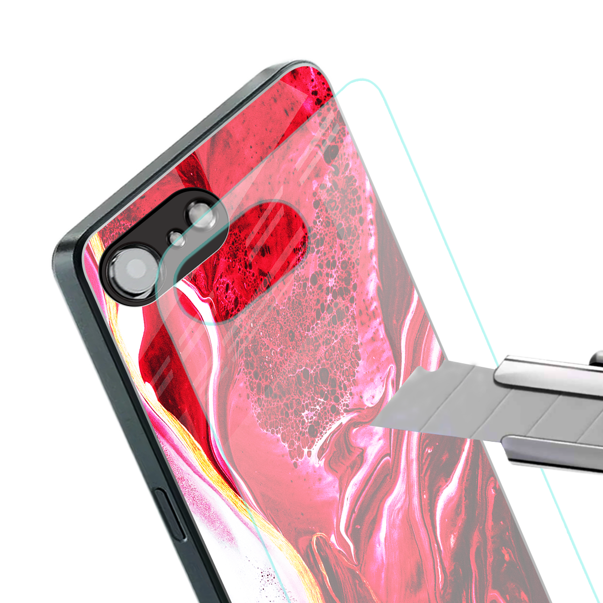 magical pink liquid marble back phone cover | glass case for iphone 16e