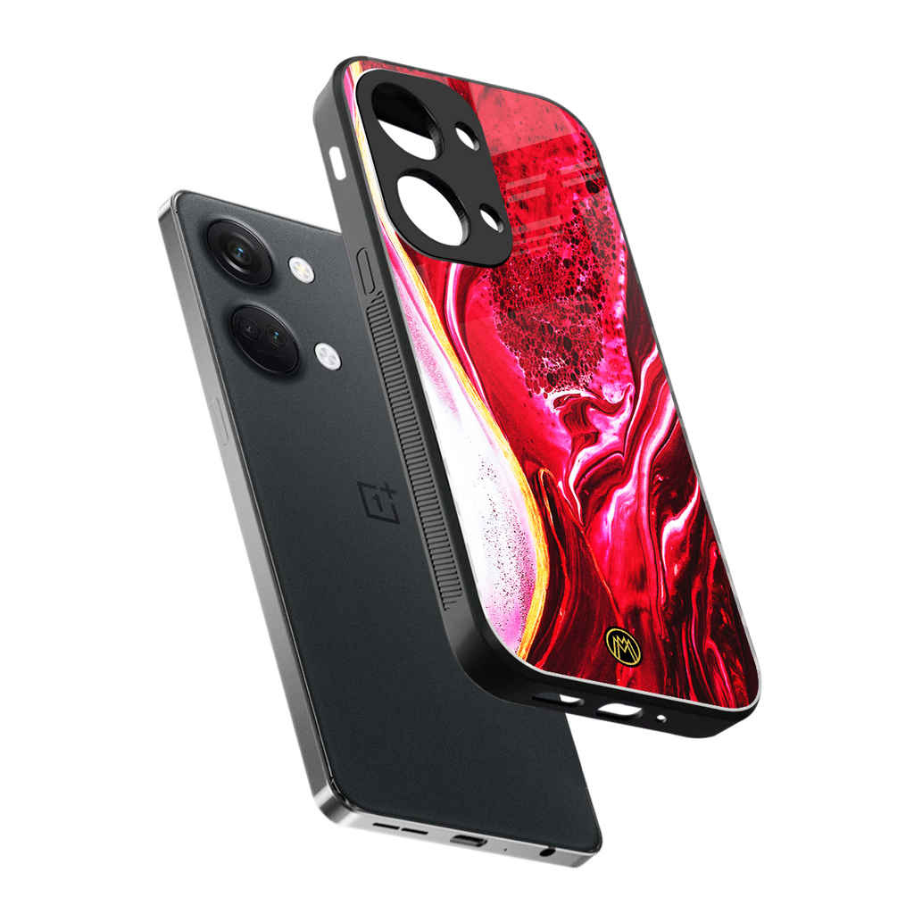 magical pink liquid marble back phone cover | glass case for oneplus nord 3