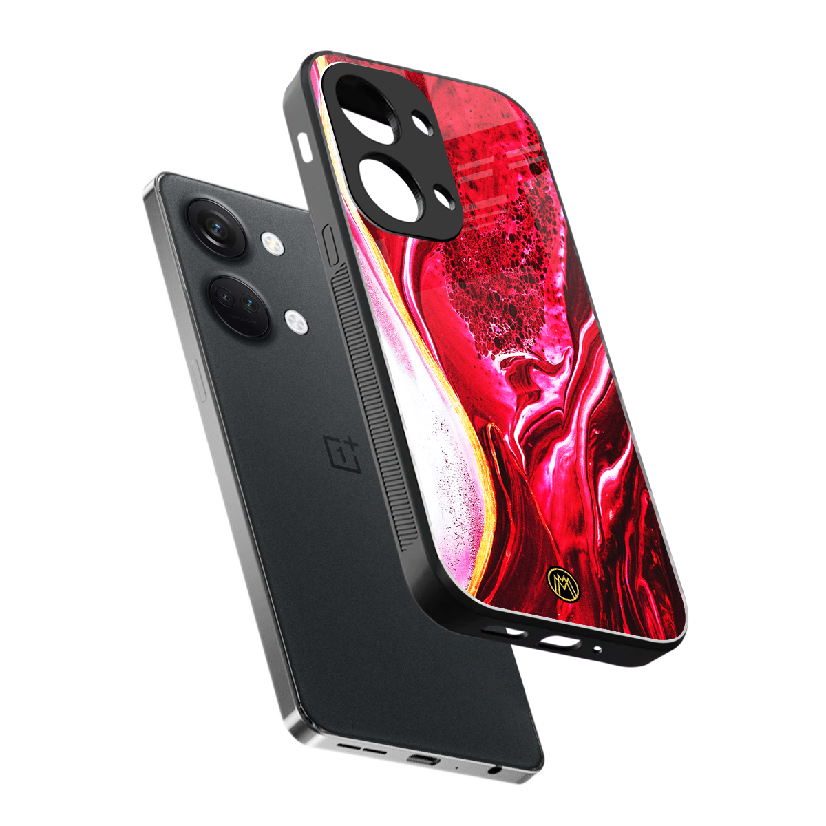 magical pink liquid marble back phone cover | glass case for oneplus nord 3