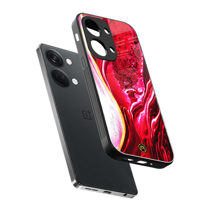 magical pink liquid marble back phone cover | glass case for oneplus nord 3