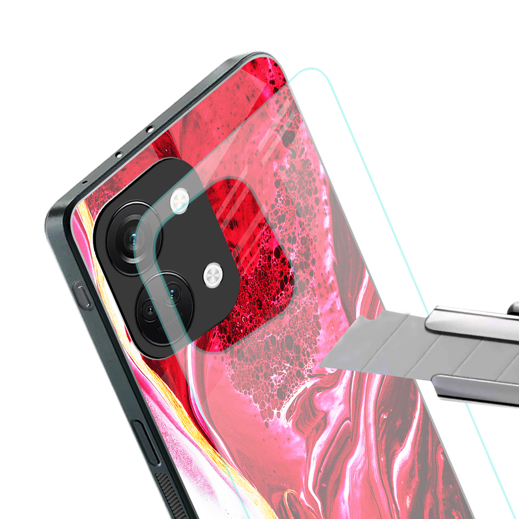 magical pink liquid marble back phone cover | glass case for oneplus nord 3