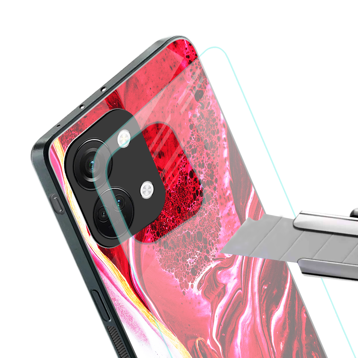 magical pink liquid marble back phone cover | glass case for oneplus nord 3