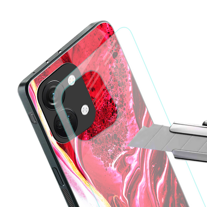 magical pink liquid marble back phone cover | glass case for oneplus nord 3