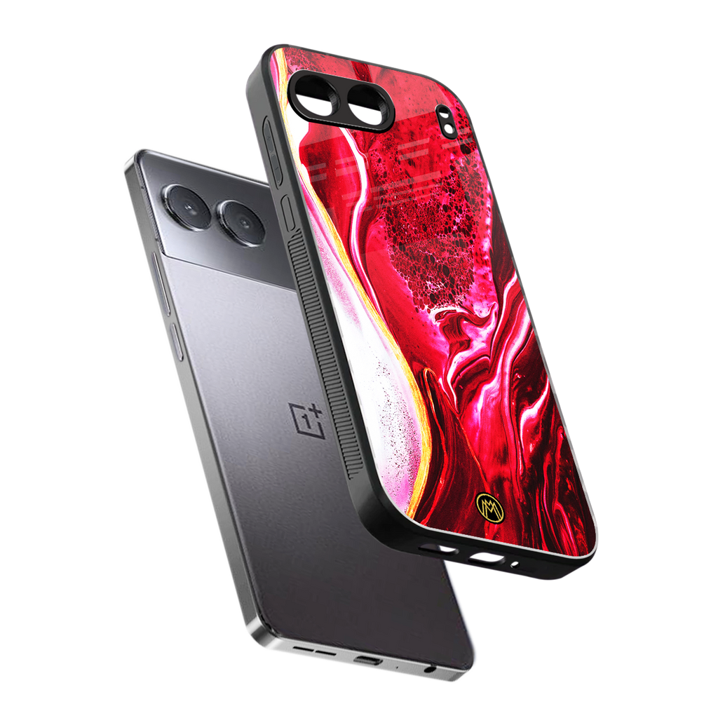 magical pink liquid marble back phone cover | glass case for oneplus nord 4