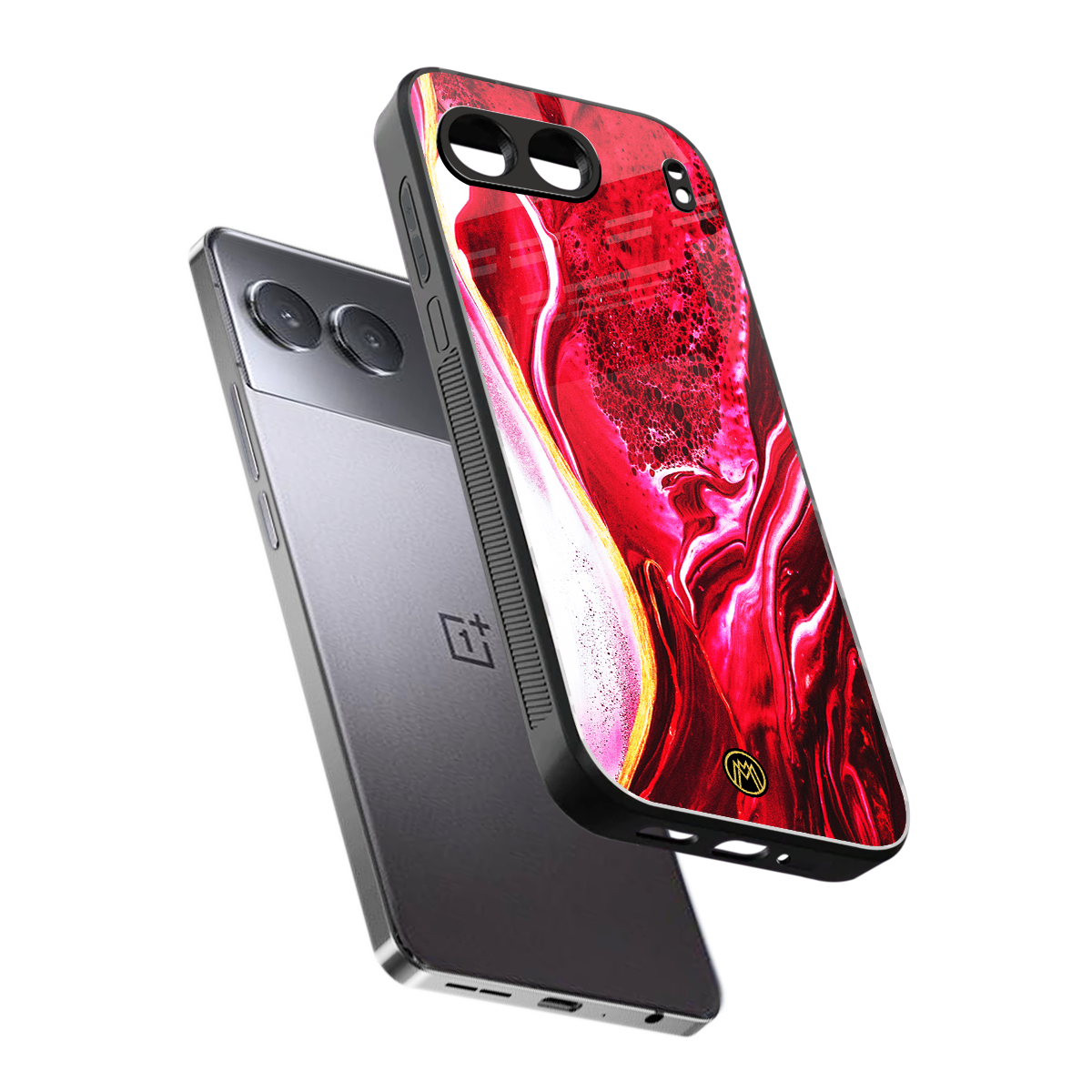 magical pink liquid marble back phone cover | glass case for oneplus nord 4