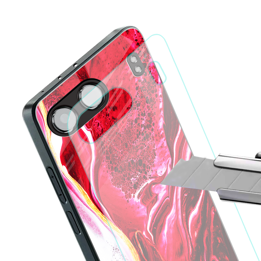 magical pink liquid marble back phone cover | glass case for oneplus nord 4