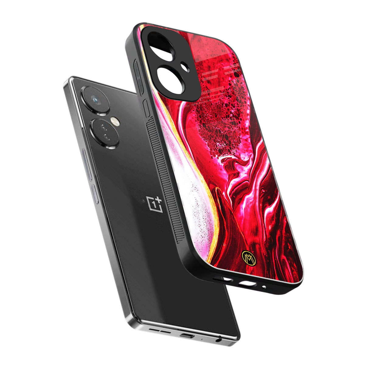 magical pink liquid marble back phone cover | glass case for oneplus nord ce 3