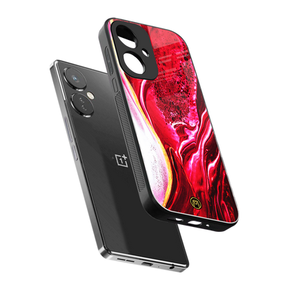 magical pink liquid marble back phone cover | glass case for oneplus nord ce 3