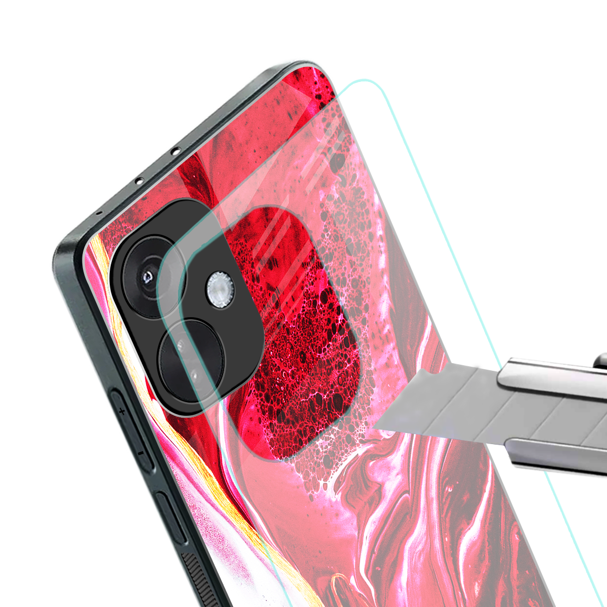 magical pink liquid marble back phone cover | glass case for oneplus nord ce 3