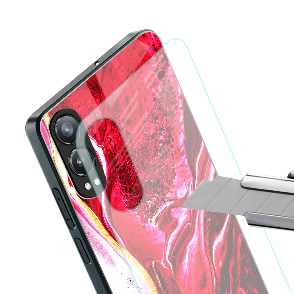 magical pink liquid marble back phone cover | glass case for oneplus nord ce 4 lite